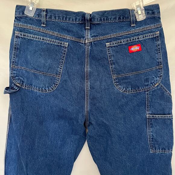 Dickies Carpenter Mens Jeans 38x32 Y2K Utility Street Work Relax Fit Dark Wash - Picture 7 of 11